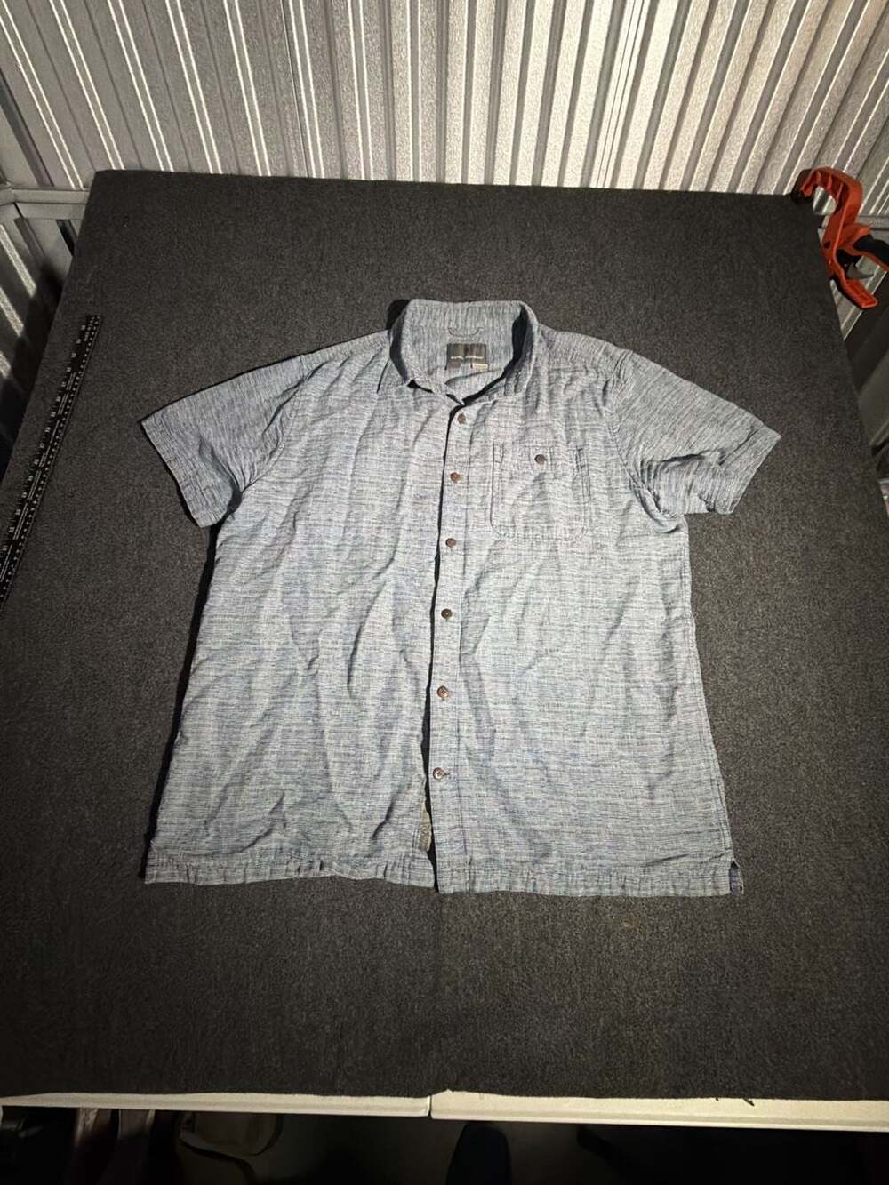 Royal Robbins Men's Blue Textured Short Sleeve Button-Up Shirt XL